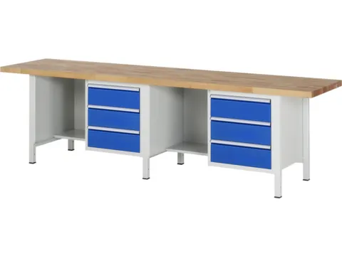 établi HxlxP 840-1040x3000x700mm plateau hêtre force 1250kg