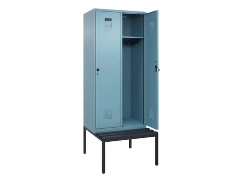 locker met bank,HxBxD 2120x800x815mm,2vak,vak B 400mm,draaigrendel