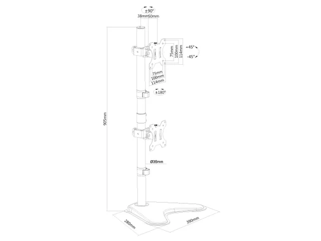 Fpma-d550ddvblack Newmounts Flatscreen Bureausteun 2 schermen