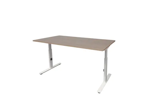 Bureau Linesto Plus Hoogte instelbaar 180x90cm blad Havana T-poot Wit
