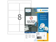 HERMA 10308 Verwijderbare etiketten A4 96x63,5mm Wit 800 stuks