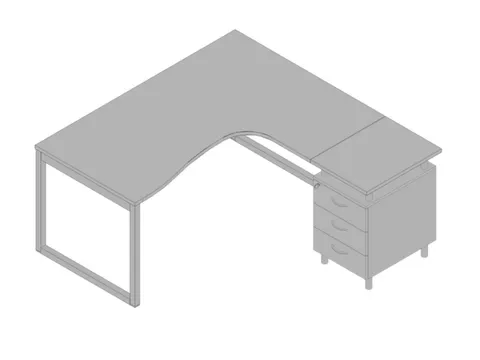 Bureauset Bureau Staand Ladeblok Rechts 730x1600x1650mm Grijs Zilver