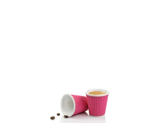 Beker porselein Les Artistes Paris 80ml met siliconen grip ribbel Roze - 1