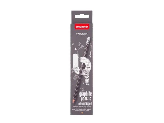 Crayon graphite graphite Bruynzeel Teens HB avec embout gomme set 12 p