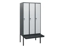 locker met bank,HxBxD 1950x900x815mm,3vak,vak B 300mm,draaigrendel