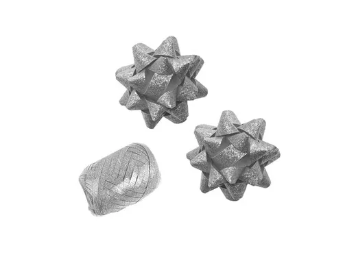 Polyband combi set glitter zilver cadeaulint 1 ei 2 rozetten