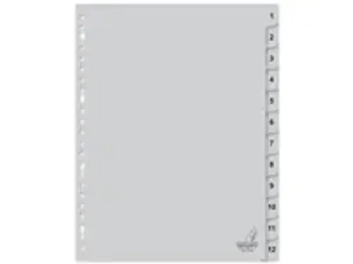 OUTLET Tabblad Kangaro A4 cijfers PP 120 micron grijs 23-gaats 12-deli