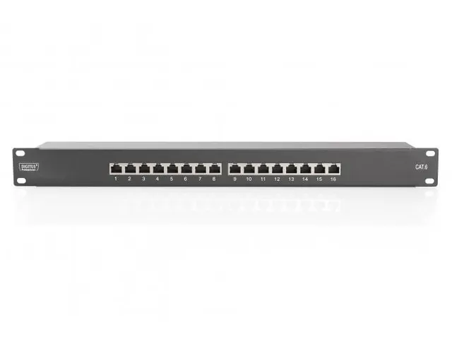 CAT 6 Klasse E patchpaneel afgeschermd 16-poorts RJ45 8P8C LSA 1U Zwar