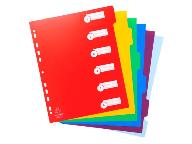 Tabbladen PP opaak A4+ 6 tabs ass