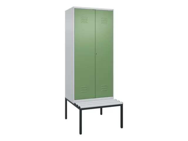 PBM-locker met bank,HxBxD 2120x800x815mm,2vak,vak B 400mm,cil.-slot