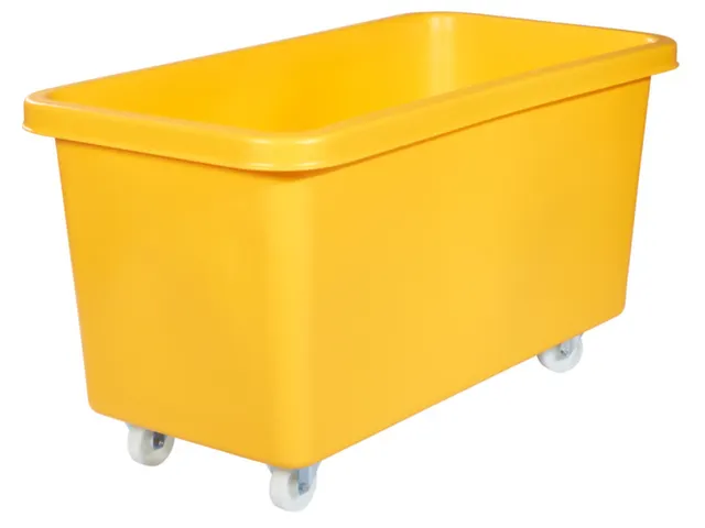 Verrijdbare Rechthoekige Bak 450 Liter Hxbxd 737X1308X699Mm Pe Geel