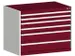 ladekast HxBxD 800x1050x650mm 6laden RAL7035 front RAL3004