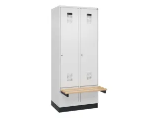 locker met bank,HxBxD 1950x800x815mm,2vak,vak B 400mm,cilinderslot - 2