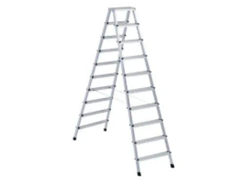 staande trap NL beide zijden 2x10treden aluminium gegroefd balk L 2 71
