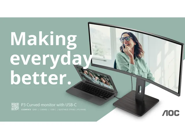 AOC 34 Inch Monitor UltraWide Quad HD LED Zwart