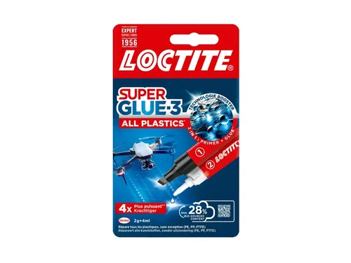 Secondenlijm Loctite All Plastic 2 gram + 4 ml