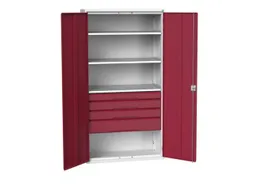 universele kast,HxBxD 2000x1050x550mm,3xStalen bodem,4lade(n)