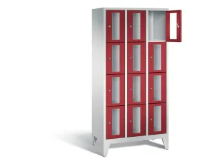 Lockerkast 1850x900x500mm 3x4 vakken Cilinderslot Poten, RAL3003 - 1