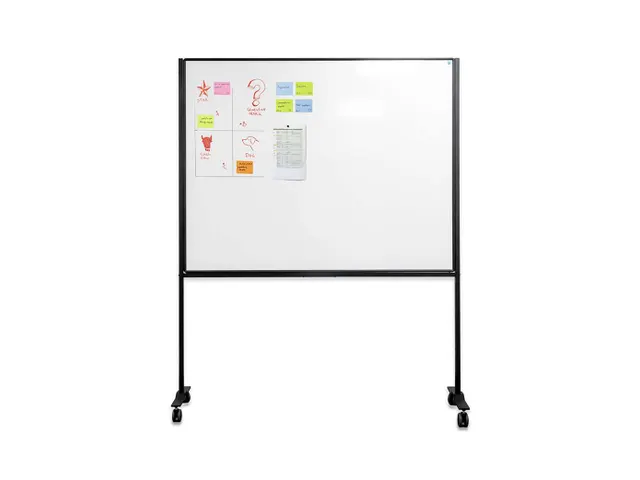 Verrijdbaar Whiteboard Workboard 120x150cm Gelakt Staal zwart profiel