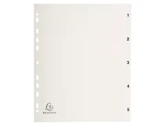 Bedrukte Tabbladen A4 Grijs PP 5-Delig 1-5 11-Gaats index