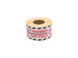 Gevaaretiket Raadhuis 46x125mm rol 250 stuks Do not fold EN/NL wit/roo