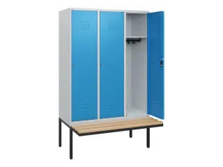 locker met bank,HxBxD 1950x1200x815mm,3vak,vak B 400mm,cil.-slot - 2