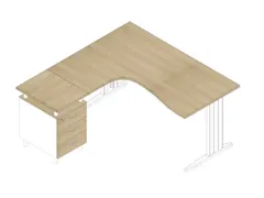 bureauset bureau staand ladeblok links 730x1600x1650mm C-voet eiken