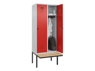 locker met bank,HxBxD 2120x800x815mm,2vak,vak B 400mm,draaigrendel - 1