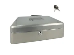 Geldkist Westcott 301x242x91mm zilvergrijs, kunststof inzet met 5 vakk