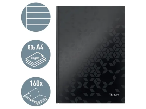 Notitieboek Leitz WOW A4 lijn zwart