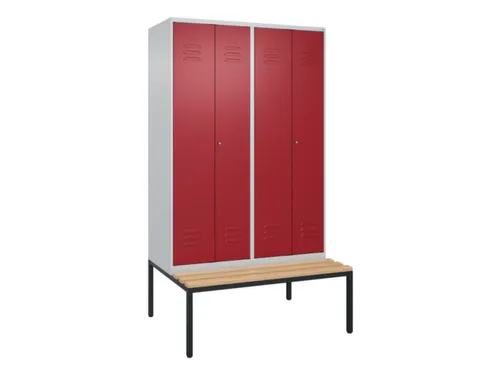 PBM-locker met bank,HxBxD 2120x1200x815mm,4vak,vak B 300mm,cil.-slot