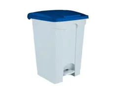Contitop,afvalbak met pedaal 70L wit/blauw