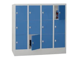 lockerkast,HxBxD 1187x1600x500mm,4x3vakken,RAL7035,front RAL5012 - 2