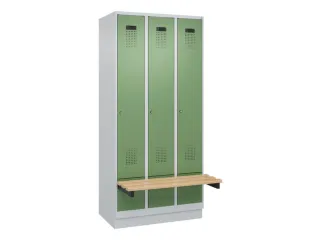 locker met bank,HxBxD 1950x900x815mm,3vak,vak B 300mm,cilinderslot - 2