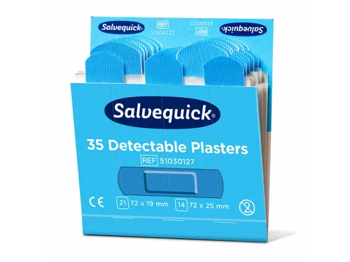 Pleisters Salvequick blauw detectabel refill 35 Stuks