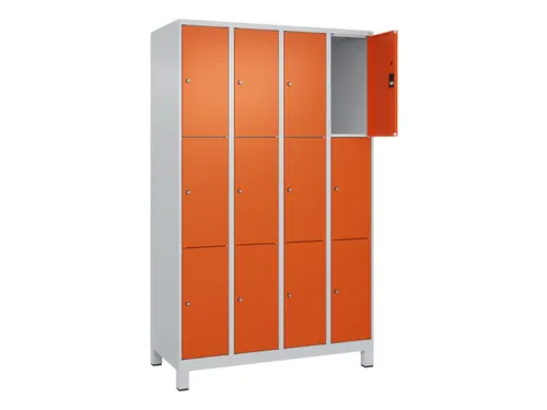 lockerkast,HxBxD 1950x1200x500mm,4x3vakken,vak B 300mm,cil.-slot