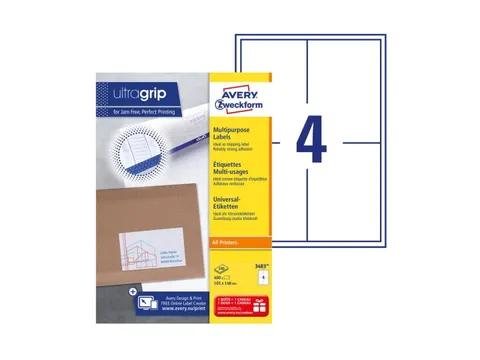 Etiket Avery Zweckform 3483 105x148mm A6 wit 400stuks