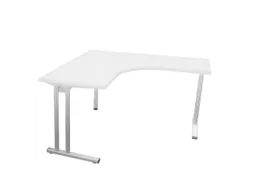 Bureau in vrije vorm 1400x1400mm Links C-voet Alu, Bl-wit