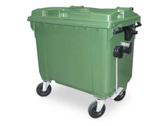 Vuilcontainers,660l,romp HDPE groen,HxBxD 1165x1265x775mm,4zwenkwielen