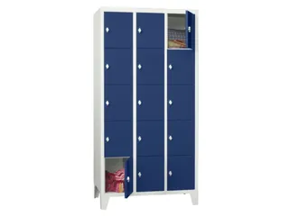 lockerkast,HxBxD 1850x900x500mm,3x5vakken,RAL7035,front RAL5010 - 2