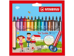 Viltstift STABILO Trio Scribbi 368/14 assorti etui à 14 stuks