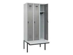 locker met bank,HxBxD 2120x900x815mm,3vak,vak B 300mm,draaigrendel
