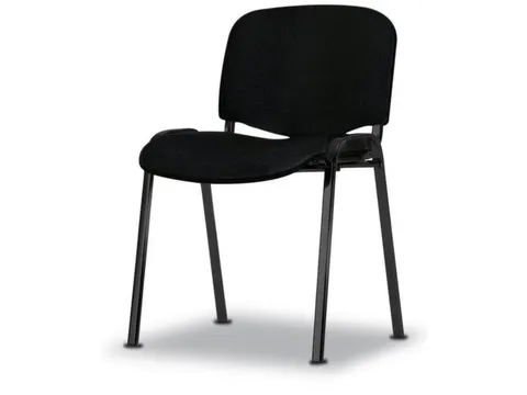 Bezoekersstoel,4Voeten Ovale Buis Zwart,Zitting Stof Zwart