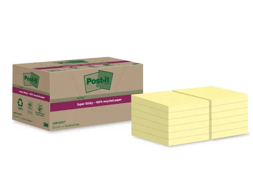 Memoblok Post-it 622 RSS12CY 47,6x47,6mm canary yellow 12 stuks