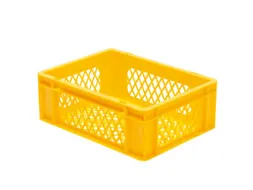 Euronorm-Stapelbak 13l 145x400x300mm Wanden/Bodem Opengewerkt Geel