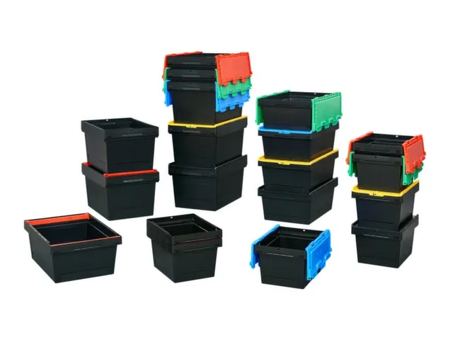 Herbruikbare containers HxLxB 340x610x400mm 58l PP-regeneraat zwart