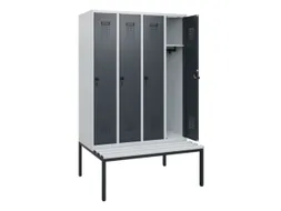 locker met bank,HxBxD 1950x1200x815mm,4vak,vak B 300mm,draaigrendel