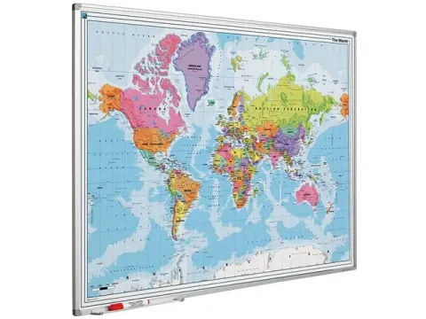 OUTLET Landkaart Bord 90x120cm Softline Profiel 8mm Wereld