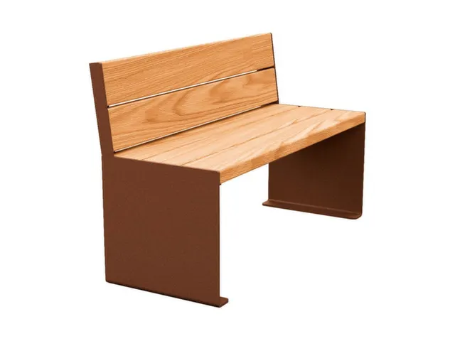 Banc d'extérieur L1200mm 3 lattes chêne clair/rouille