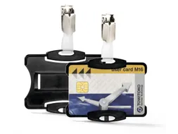 Veiligheidspashouder 85x54mm met clip Zwart